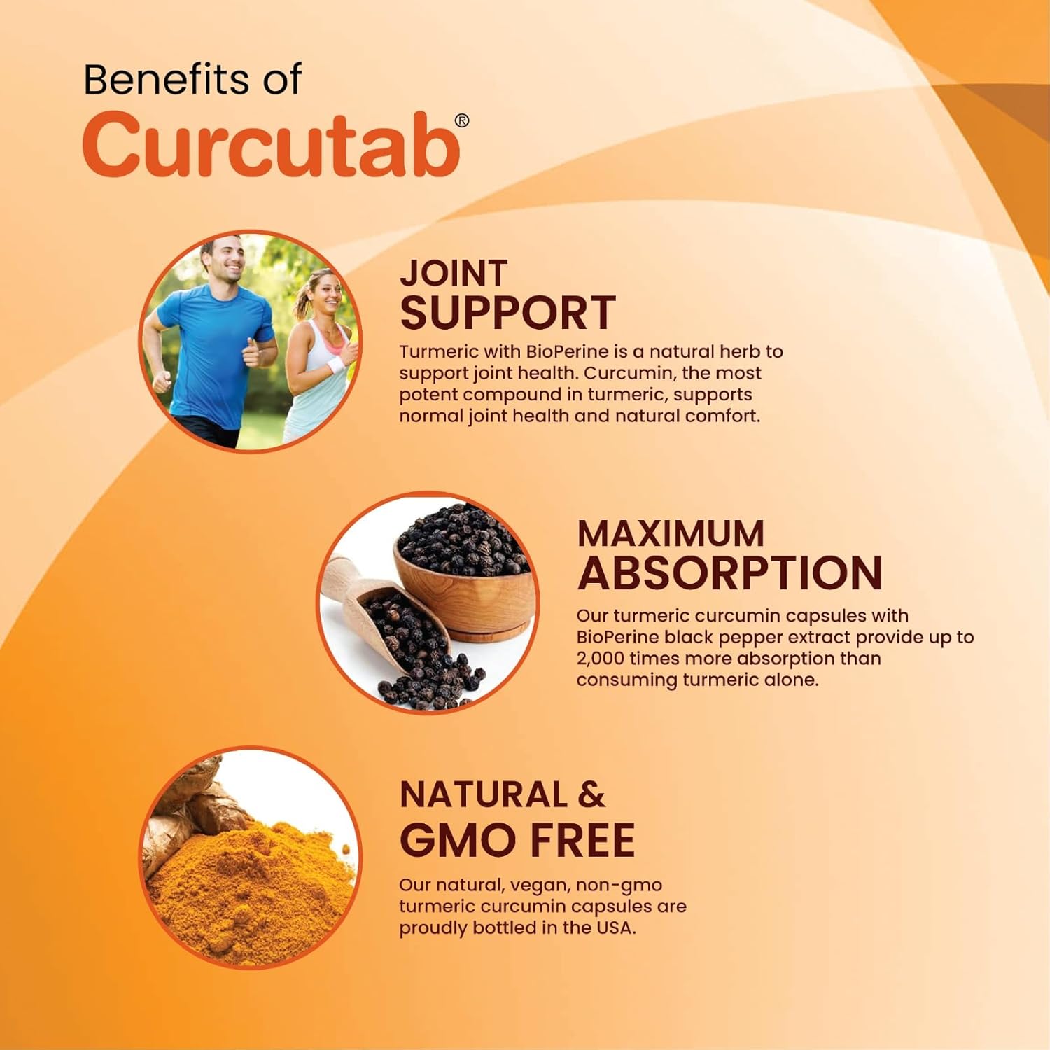 Curcutab Curcumin C3 Complex with BioPerine | Potent Antioxidant & Anti-Inflammatory Supplement for Adults | Patented Formula