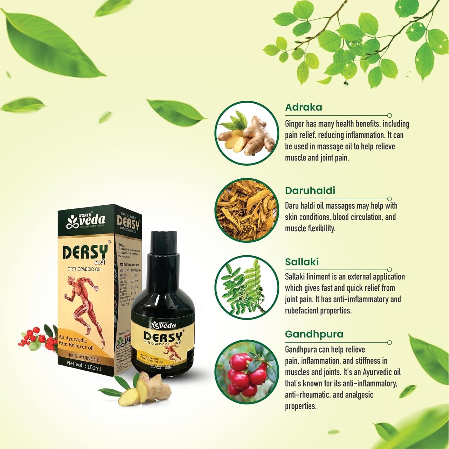 Dersy Ayurvedic Orthopaedic Pain Relief Massage Oil for Full Body Relax